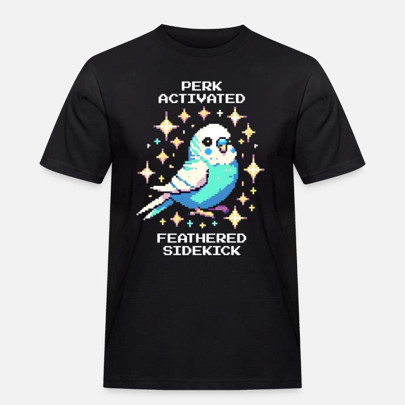 Perk active: Feathered Sidekick | Budgie - Men's Workwear T-Shirt - black