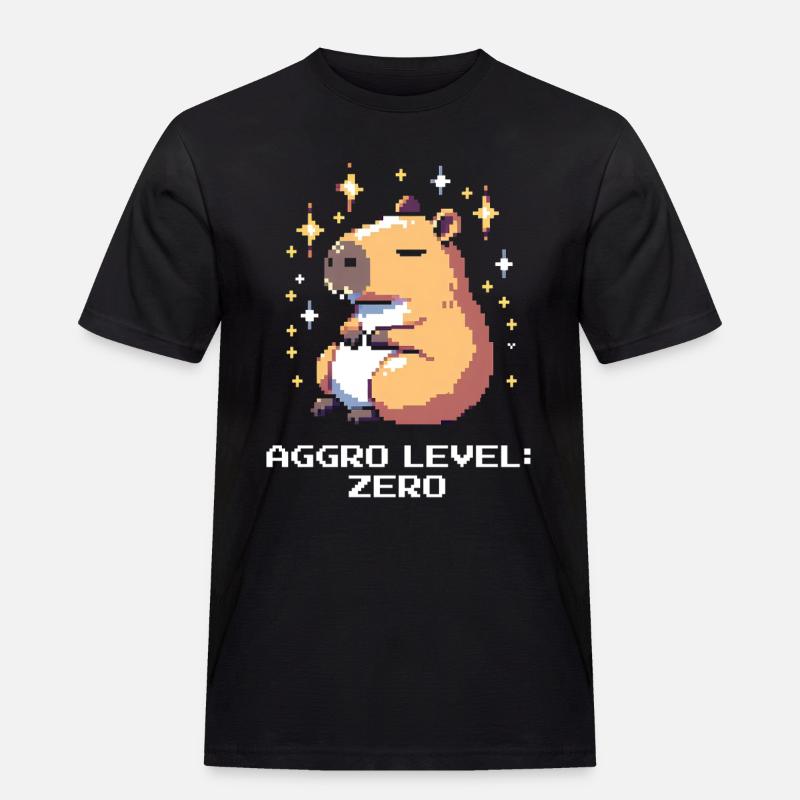 Aggro-Level: Null | Capybara & Ruhe - Männer Workwear T-Shirt - Schwarz