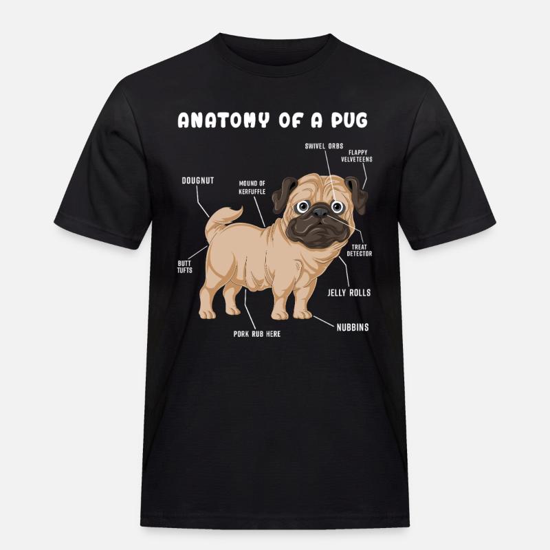 Mops-Anatomie - Männer Workwear T-Shirt - Schwarz