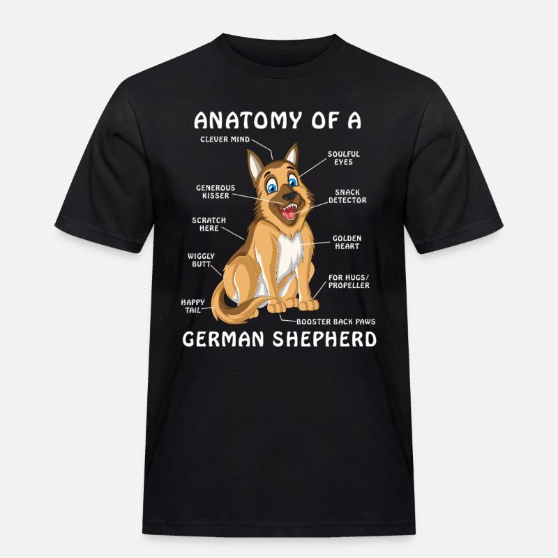 Anatomie des Deutschen Schäferhundes - Männer Workwear T-Shirt - Schwarz