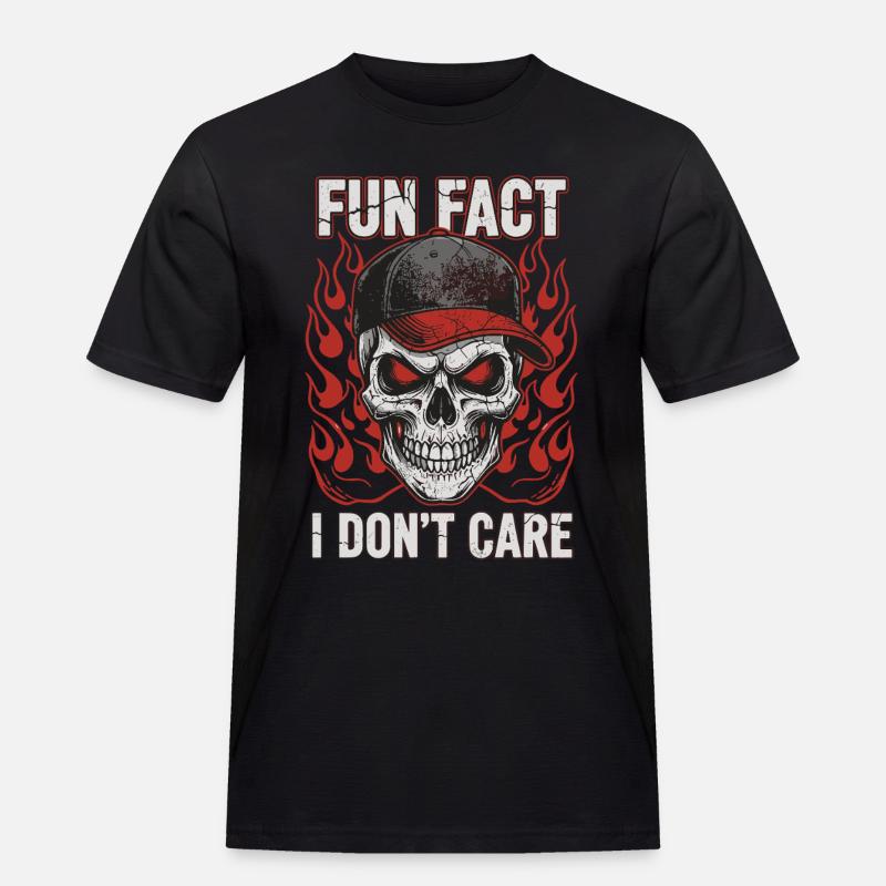 Skull mit Baseball Cap und Feuerdesign - Männer Workwear T-Shirt - Schwarz