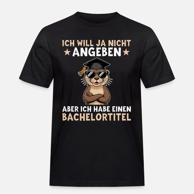 Bachelorabschluss - Otter mit Bachelortitel - Männer Workwear T-Shirt - Schwarz