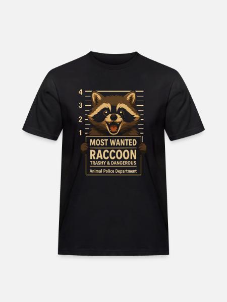 Raccoon trashy wanted: Mugshot funny - Men's Workwear T-Shirt - black