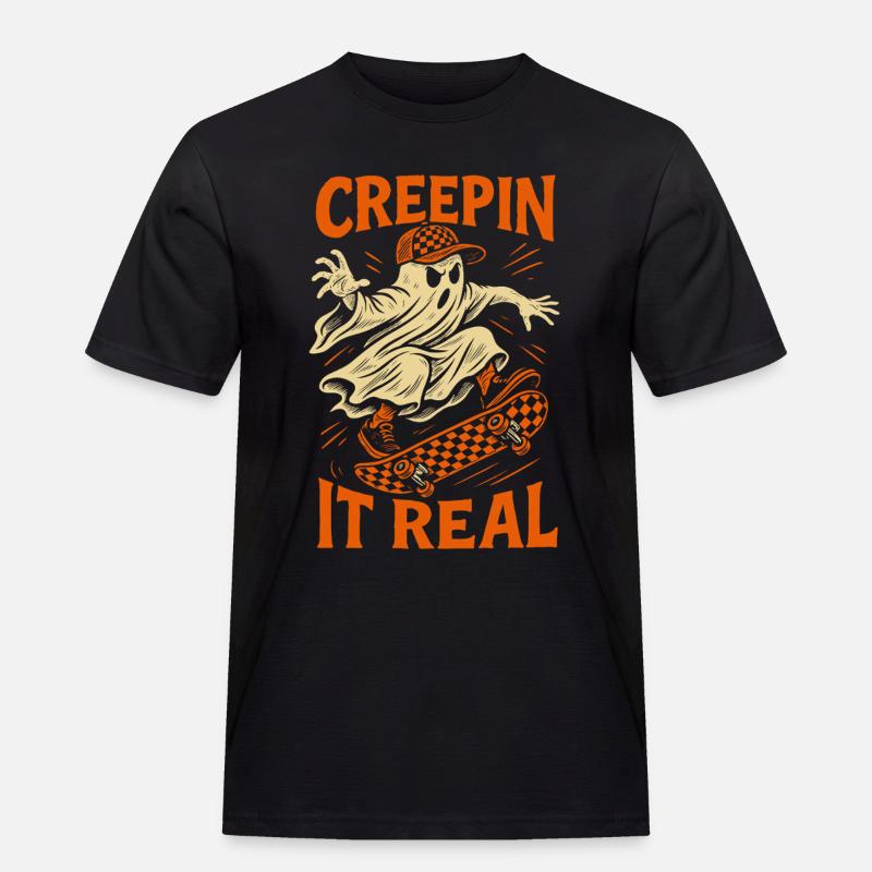 Creepin It Echter Geist Skateboard Halloween - Männer Workwear T-Shirt - Schwarz