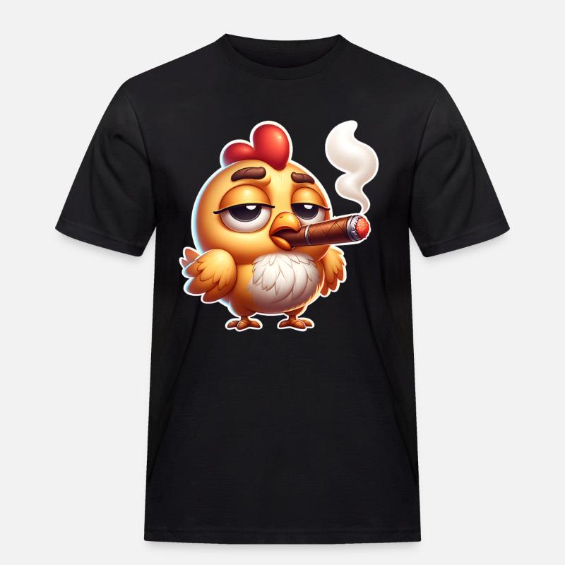 Huhn Zigarre - Männer Workwear T-Shirt - Schwarz