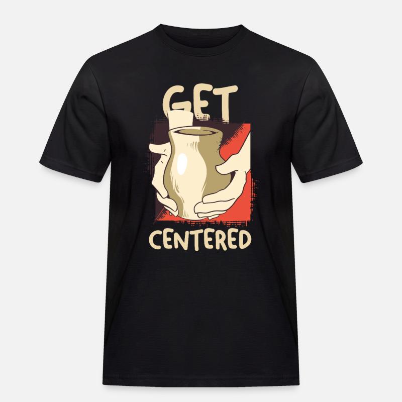 Get Centered Kaffeemoment - Männer Workwear T-Shirt - Schwarz