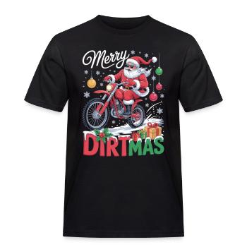 Merry Dirtmas – Motocross Weihnachts T-Shirt - Männer Workwear T-Shirt - Schwarz - Vorne - AI Model Male 178 light (178cm)