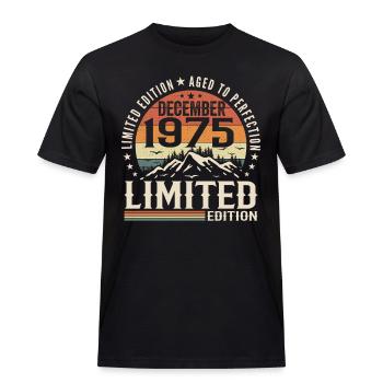 December 1975 - Men's Workwear T-Shirt - black - Front - AI Model Male 178 light (178cm)