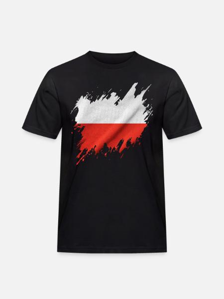 Flag of Poland, torn style - Men's Workwear T-Shirt - black