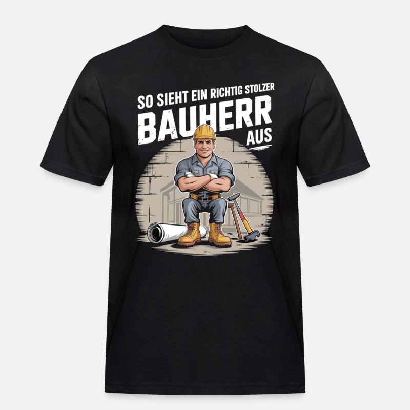 Proud builder with helmet & tools - Men's Workwear T-Shirt - black