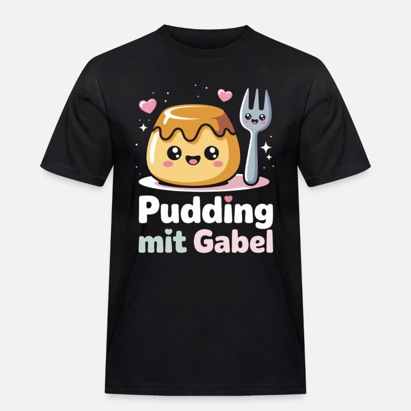 Pudding with fork - Men's Workwear T-Shirt - black