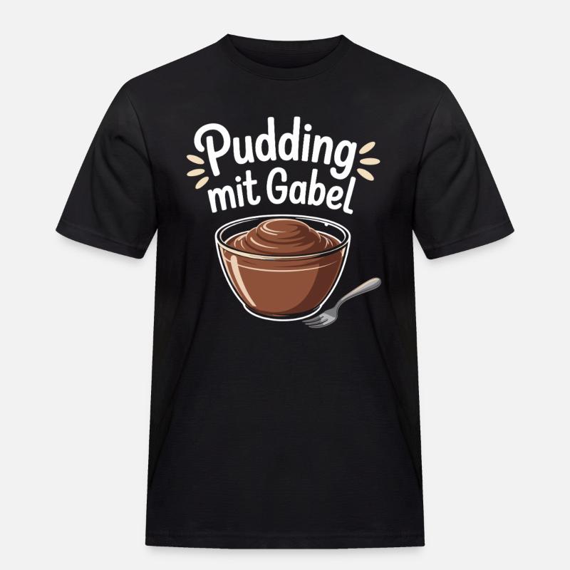 Pudding with fork - Men's Workwear T-Shirt - black