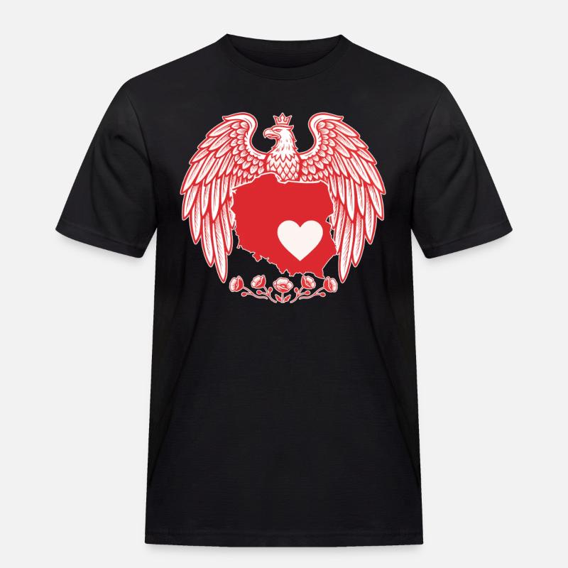 Polnisches Adlerherz Kartendesign - Männer Workwear T-Shirt - Schwarz