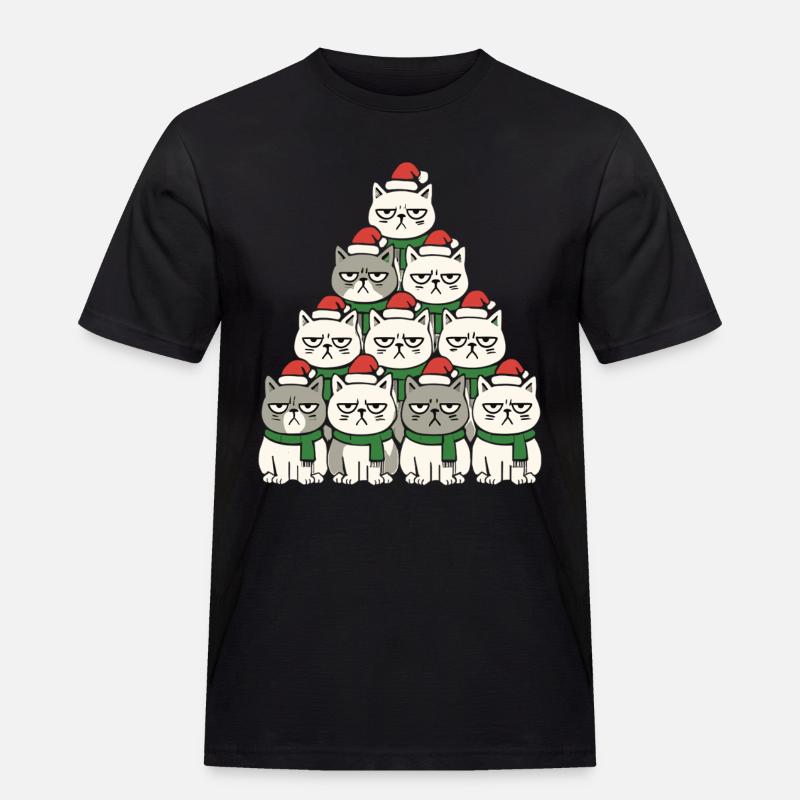  Grumpy Christmas Cats – Lustiges Katzen - Männer Workwear T-Shirt - Schwarz
