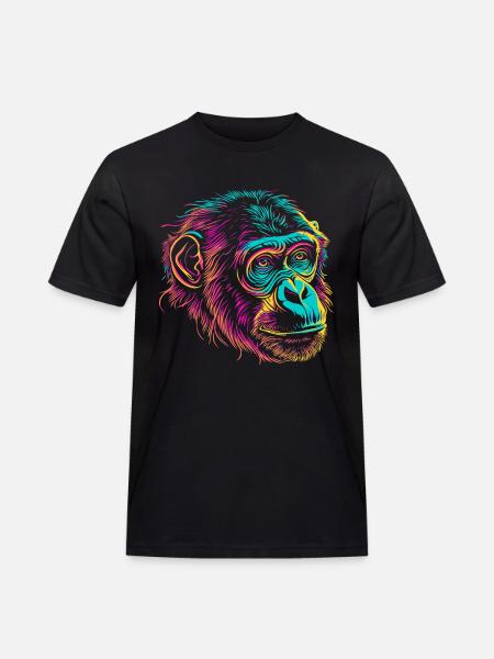 Neonaffen-Porträt Farbexplosion - Männer Workwear T-Shirt - Schwarz