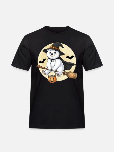 Sød Isbjørn Heks Halloween Græskar Fuldmåne - Herre Workwear T-Shirt - sort