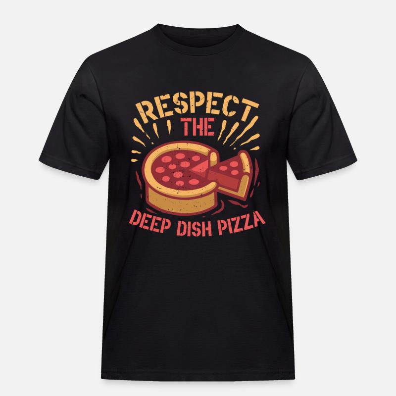 Deep Dish Pizza Chicargo - Männer Workwear T-Shirt - Schwarz