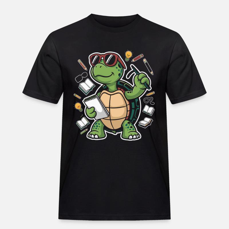 Learning turtle with pen - Men's Workwear T-Shirt - black
