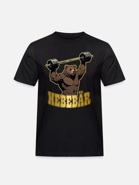 Weightlifter HEBEBÄR Gym Funny - Men's Workwear T-Shirt - black