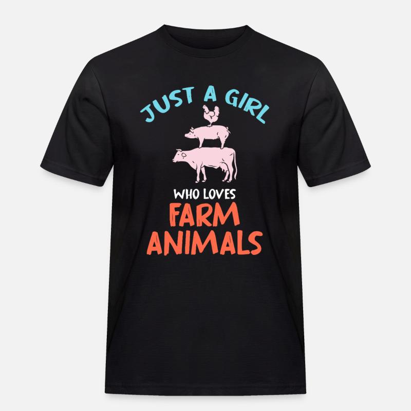Nur ein Mädchen liebt Hoftiere - Männer Workwear T-Shirt - Schwarz