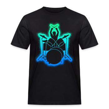 Drums Drummers Kids Men's Boys Drums - Men's Workwear T-Shirt - black - Front - AI Model Male 178 light (178cm)