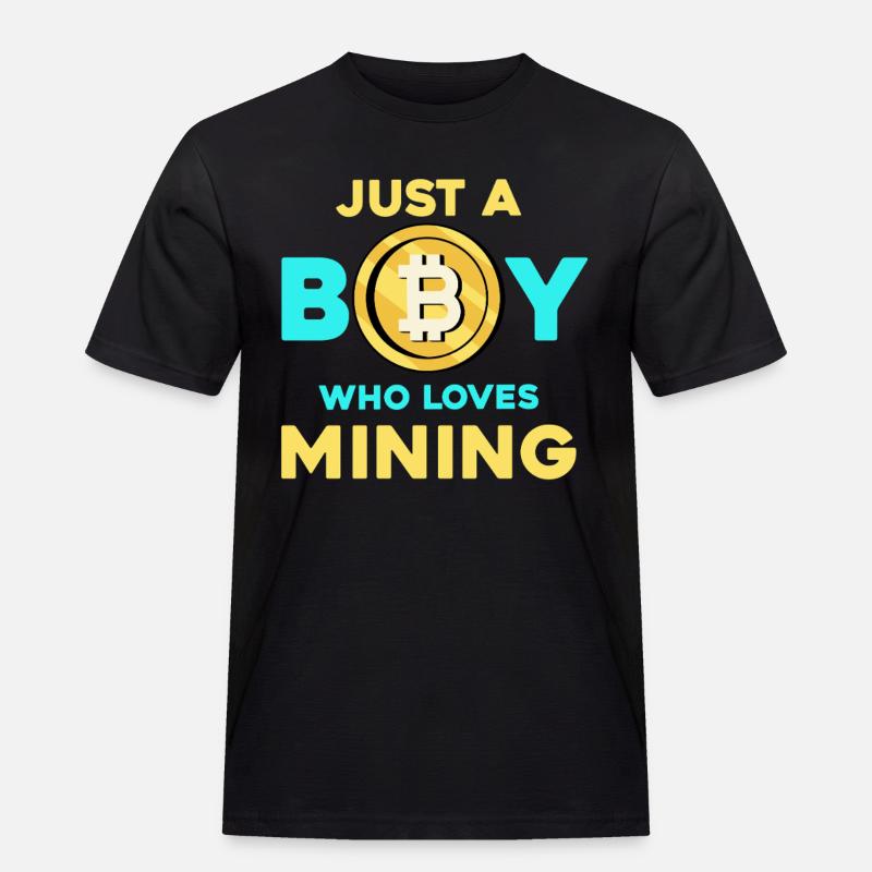 Krypto Mining Junge – Bitcoin Leidenschaft - Männer Workwear T-Shirt - Schwarz