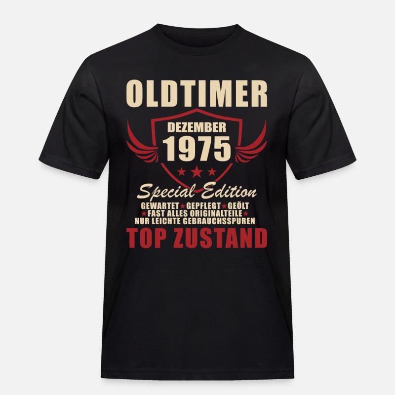 Oldtimer 1975 Sonderedition Logo - Männer Workwear T-Shirt - Schwarz