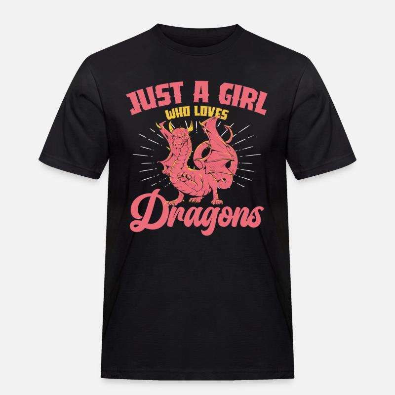 Nur ein Mädchen liebt Drachen - Männer Workwear T-Shirt - Schwarz
