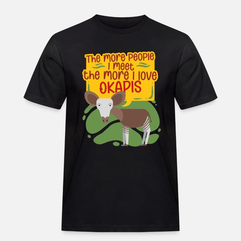Okapi Tier - Männer Workwear T-Shirt - Schwarz