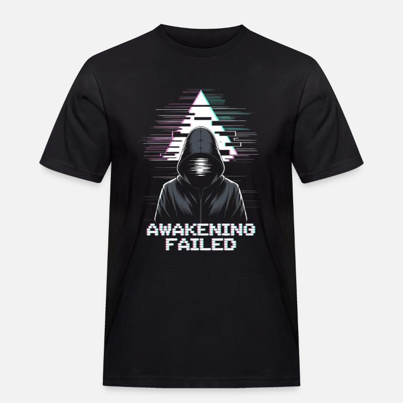 Glitch-Hacker mit „Awakening Failed“ Look - Männer Workwear T-Shirt - Schwarz