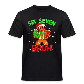 67 Christmas 6 7 Meme Gingerbread - Männer Workwear T-Shirt - Schwarz - Vorne - AI Model Male 178 light (178cm)