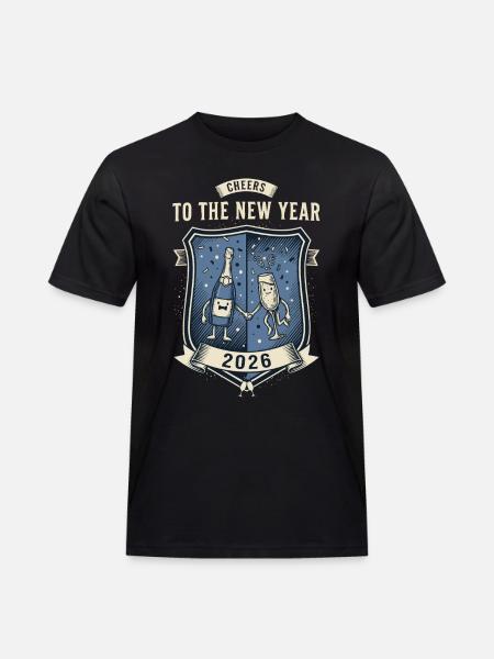 Prost auf die Neujahrsfeier 2026 - Männer Workwear T-Shirt - Schwarz