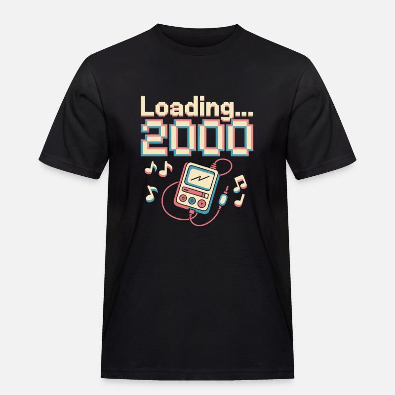 Y2K Pixel Design – Loading 2000 - Männer Workwear T-Shirt - Schwarz
