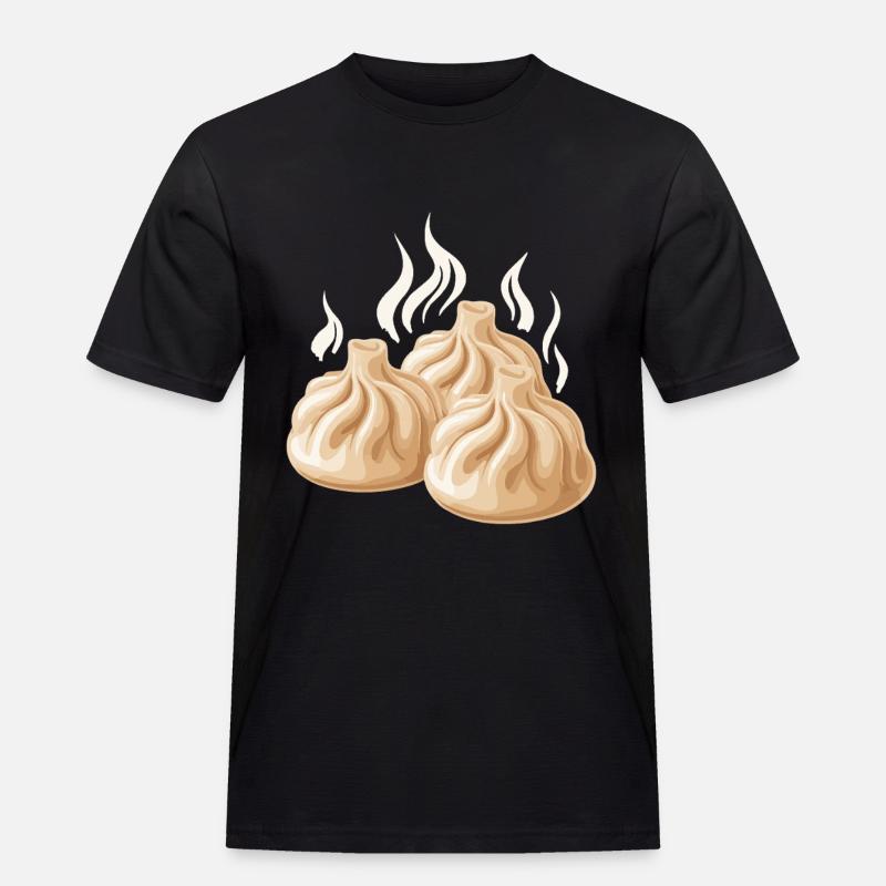 Dampfende Dumpling-Design - Männer Workwear T-Shirt - Schwarz