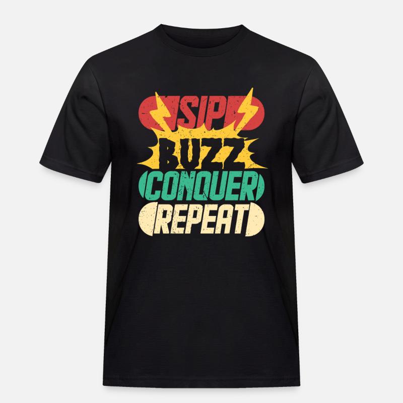 Energy Drink Sip Buzz Conquer - Männer Workwear T-Shirt - Schwarz
