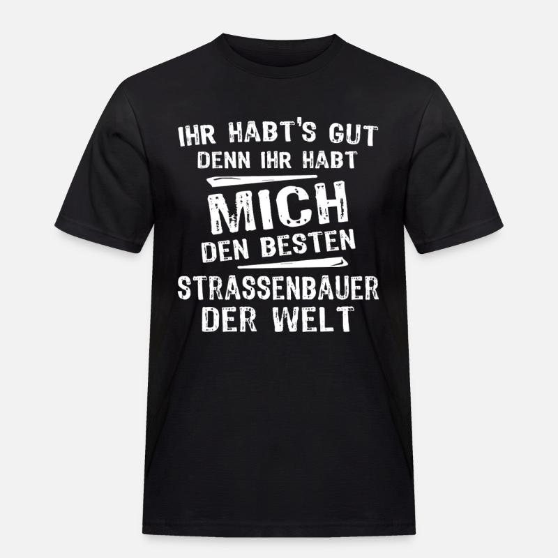Strassenbauer - Männer Workwear T-Shirt - Schwarz