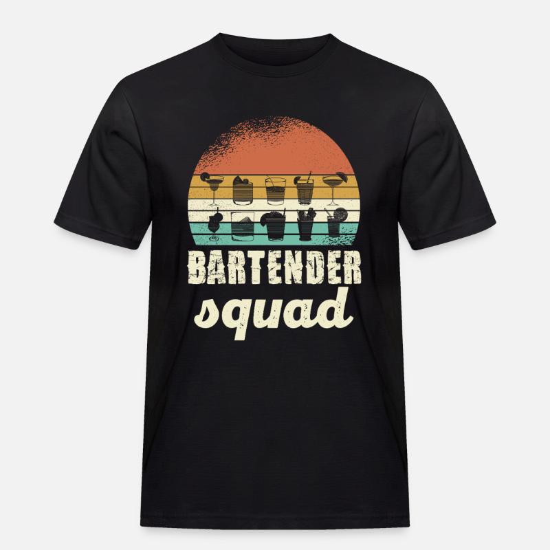 Bartender Squad Retro - Männer Workwear T-Shirt - Schwarz