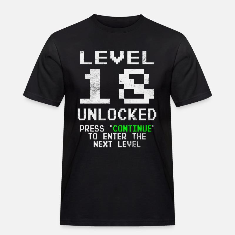 Level 18 Unlocked - Männer Workwear T-Shirt - Schwarz
