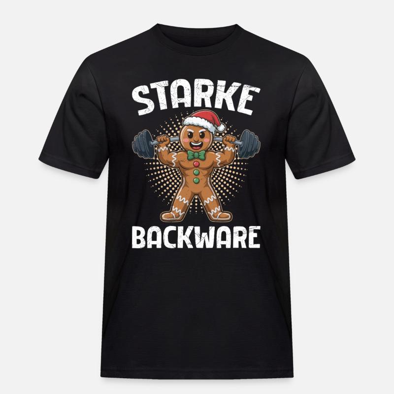 Lebkuchenmann STARKE BACKWARE Lustiges - Männer Workwear T-Shirt - Schwarz