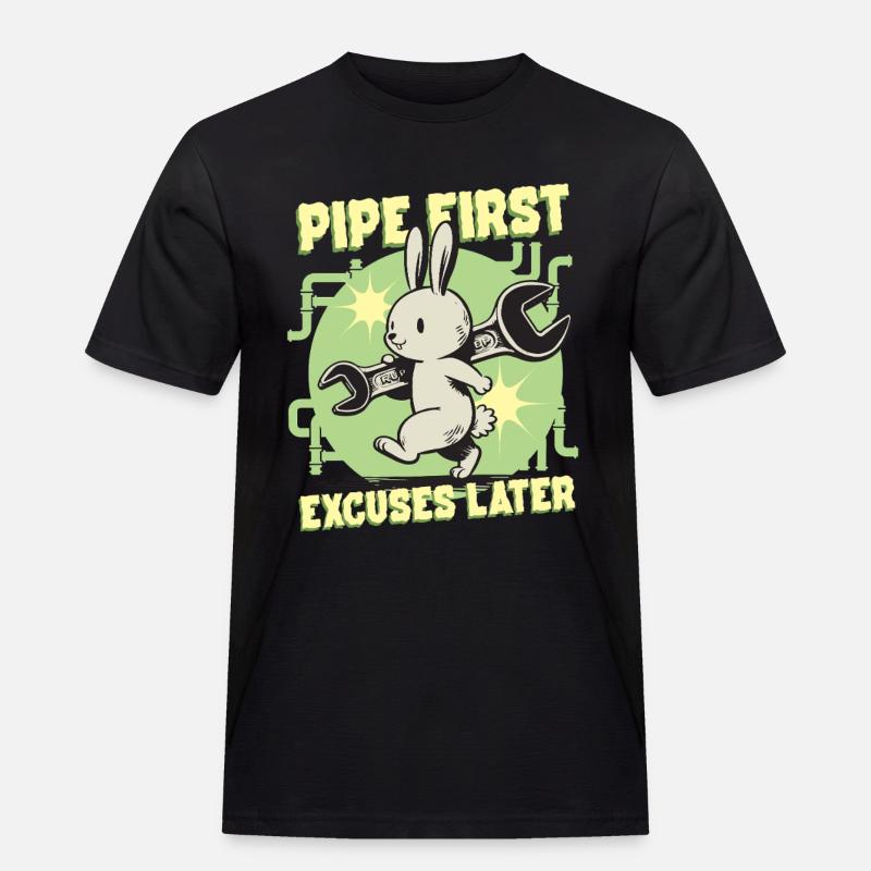 Rohrleger Rohrleitungsbauer Pipe First - Männer Workwear T-Shirt - Schwarz