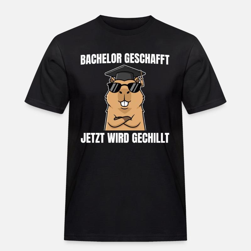 Bachelor geschafft - Capybara Bachelorprüfung - Männer Workwear T-Shirt - Schwarz