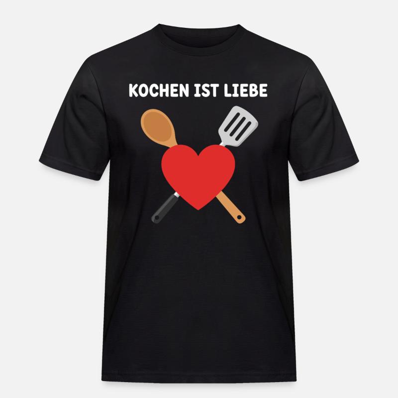 Kochen ist Liebe - Männer Workwear T-Shirt - Schwarz