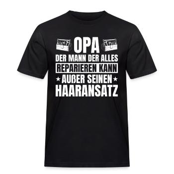 Opa Handwerker Glatze Haaransatz Lustig Spruch - Männer Workwear T-Shirt - Schwarz - Vorne - AI Model Male 178 light (178cm)