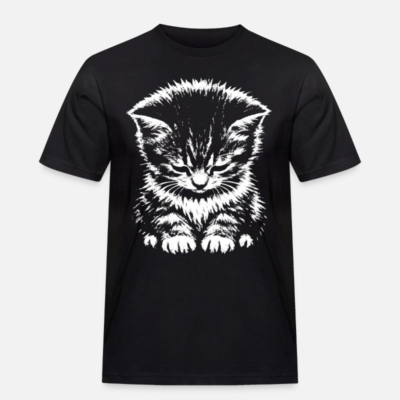 Traurige Katze Meme Geschenk - Männer Workwear T-Shirt - Schwarz