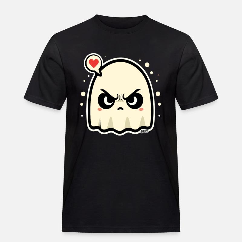 Wütender Geist mit Herz Sprechblase - Männer Workwear T-Shirt - Schwarz