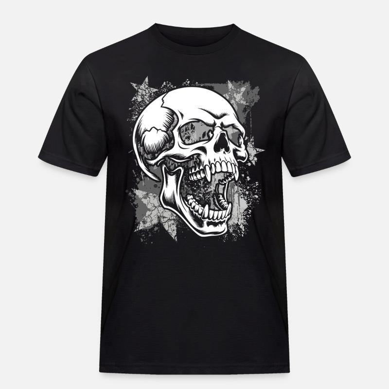 Grunge Schädel Farbspritzer - Männer Workwear T-Shirt - Schwarz