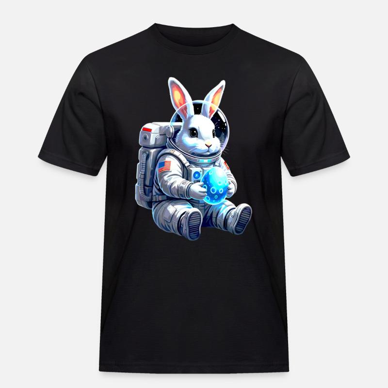 Astronaut Easter Bunny Space Egg - Men's Workwear T-Shirt - black