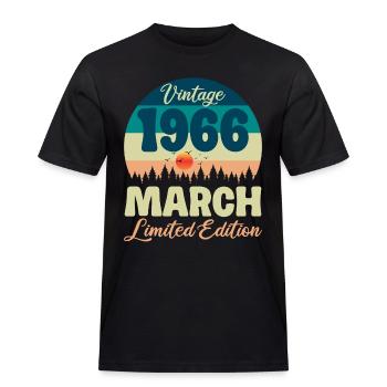 Vintage-Geschenk zum 60-jährigen Jubiläum März 1966 - Männer Workwear T-Shirt - Schwarz - Vorne - AI Model Male 178 light (178cm)