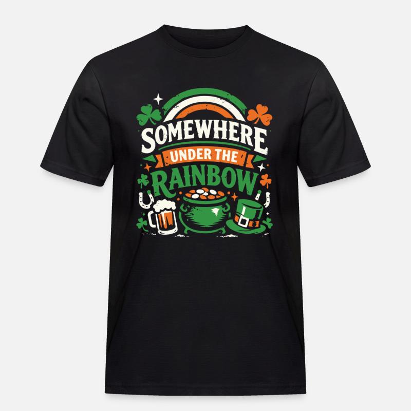 Under The Rainbow | St. Patrick's Day - Männer Workwear T-Shirt - Schwarz