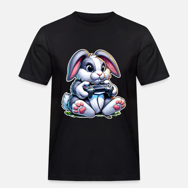 Gamer Hase mit Controller - Männer Workwear T-Shirt - Schwarz